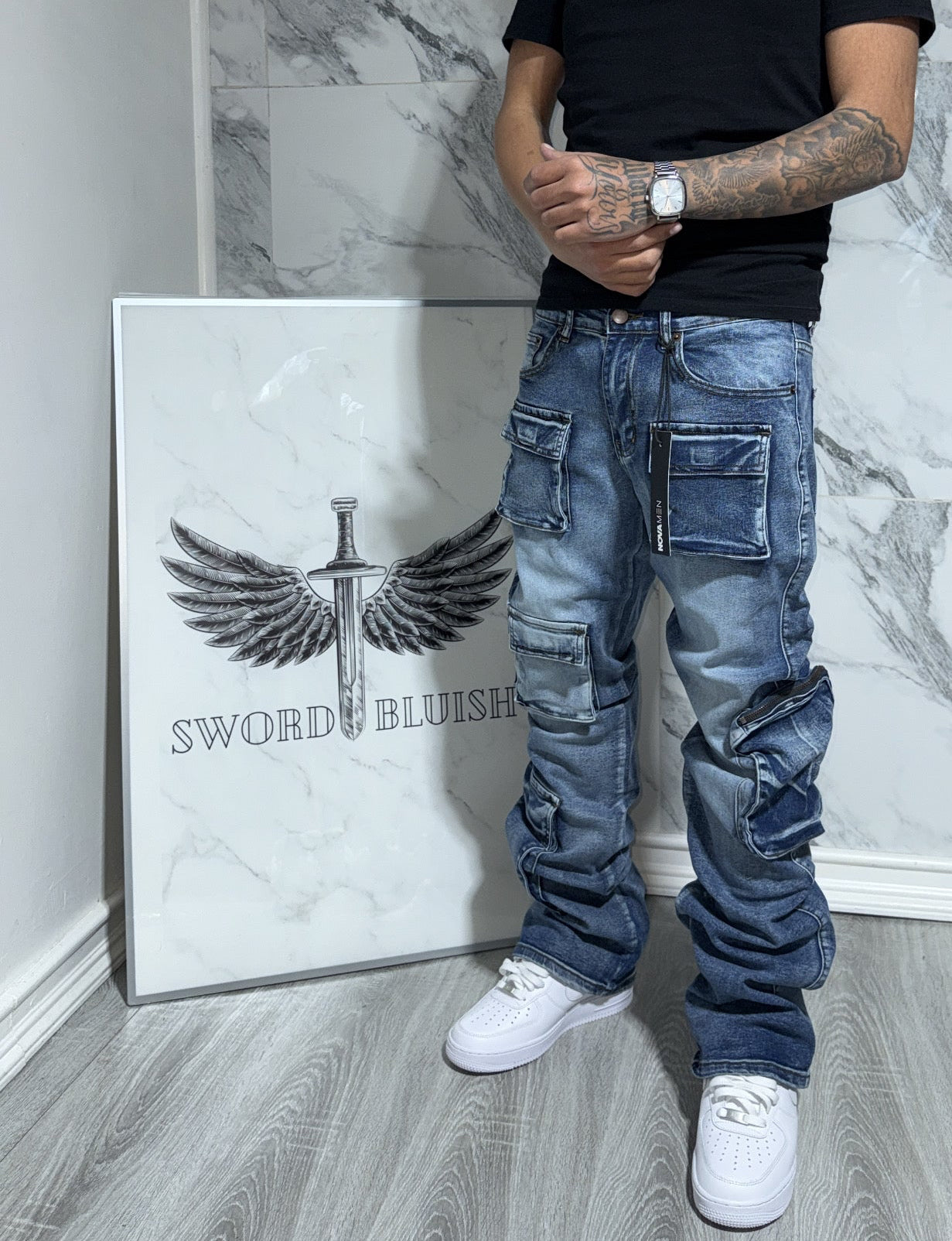 Jeans Cargo Azúl FashionNova
